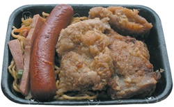 Bento, Mini Mochiko Chicken, Hotdog & Noodle